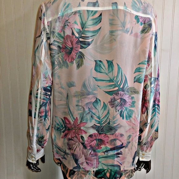 Guess Pale Pink Semi Sheer Blouse -  L - B5 - Picture 3 of 5